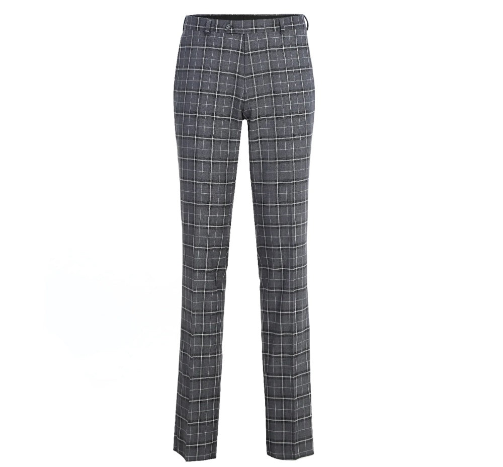 Lozano Collection - Men's 2 Piece Regular Fit Gray Check Pattern Suit