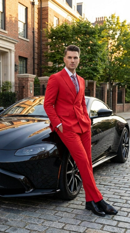 Vitali Red Double Breasted Suit – Men’s 2 Piece Formal Suit for Wedding, Prom and Special Events Modern Fit
