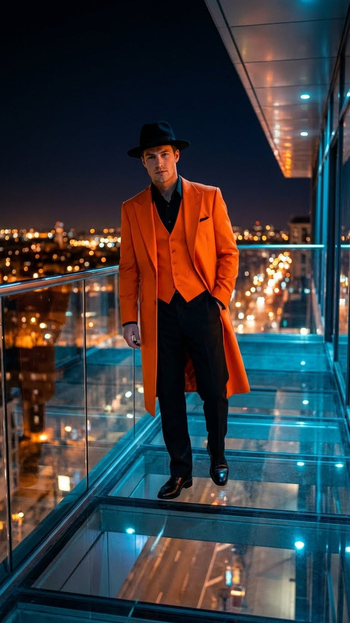 Men’s halloween Costume Orange Long Zoot Suit Set