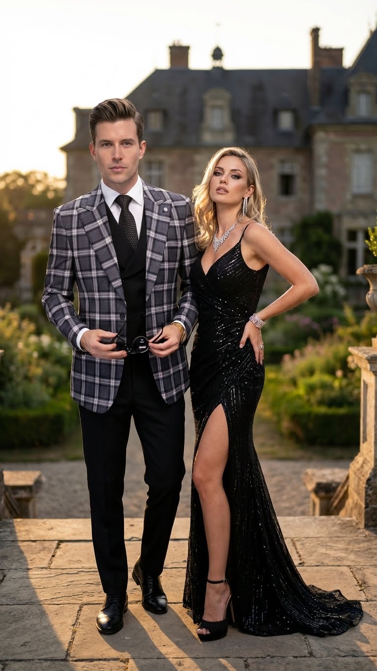 Men’s Big and Tall Charcoal Gray and Black Plaid Blazer – Grey Checker Windowpane Sport Coat