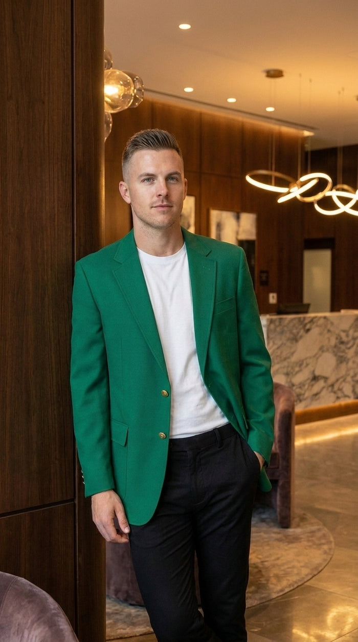 Men’s Kelly Green Blazer with Black Pants – Church, Business and Formal