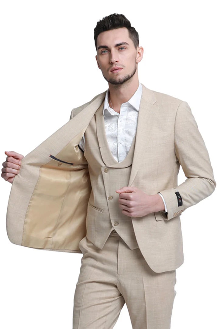 Tan Suits For Wedding - Tan Groomsmen Suits - Tan  Wedding  Tuxedo