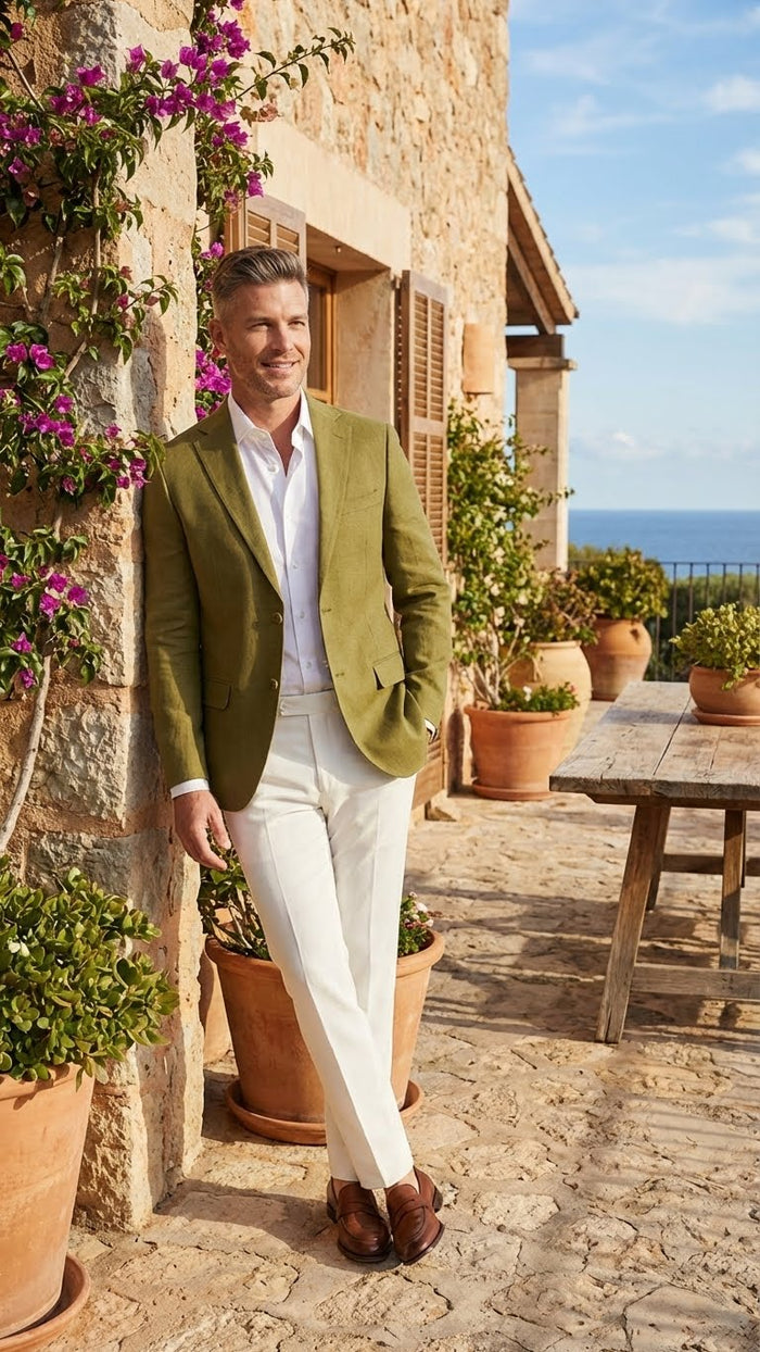 Men’s Olive Green Blazer Sport Coat – Summer in pistachio sage green