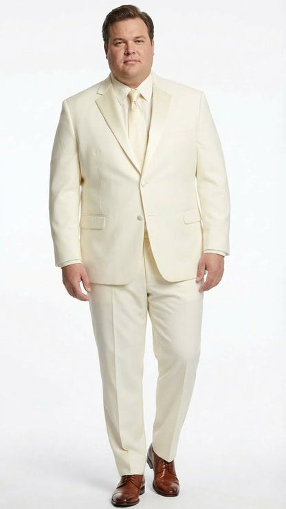 Men’s Ivory Tuxedo Suit with Satin Notch Lapel – Formal Wedding and Evening Wear Suit in Cream Off White Color