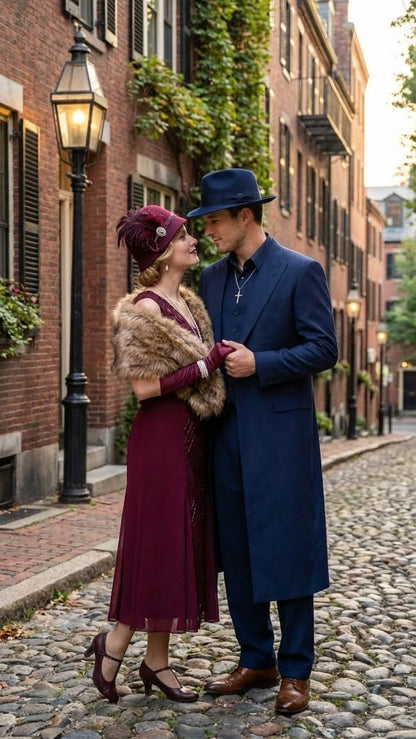 Men’s Navy Blue 1920s Zoot Suit – Long Mafia Gangster Three-Piece Vintage Costume Set Zuit Pachuco Style