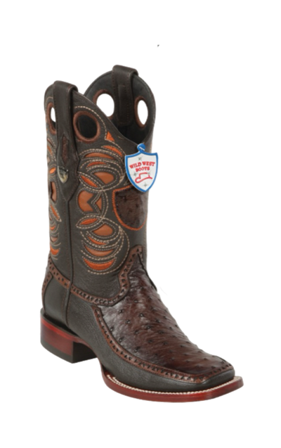 Wild West Botas de Avestruz Horma Dubai Toe Faded Brown 1   - from alligatorwarehouse.com