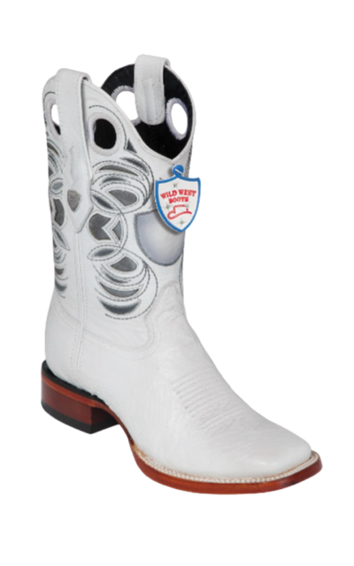 Wild West Botas de Panza de Avestruz Horma Square Toe White 1   - from alligatorwarehouse.com