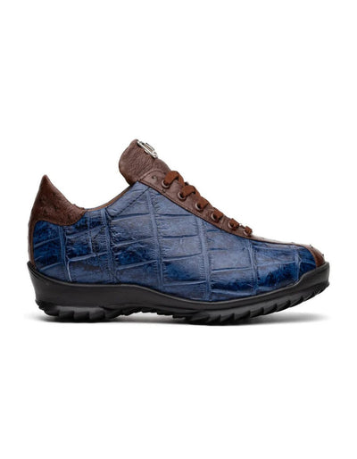 Marco Di Milano Saulo Men's Shoes Blue & Brown Exotic Ostich / Alligator Casual Sneakers 2 SAULO_ALLIGATOR-OSTRICH_BLUE JEANS_8  - from alligatorwarehouse.com