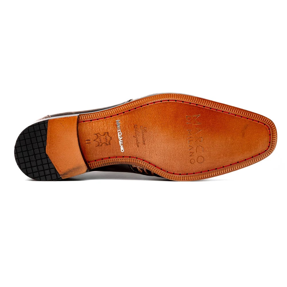 Marco Di Milano Anzio Exotic Alligator & Calfskin Leather Orix & Brown Oxfords