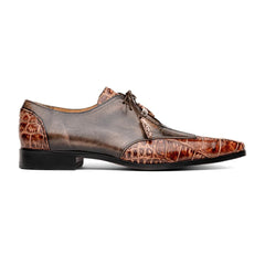 Marco Di Milano Anzio Exotic Alligator & Calfskin Leather Orix & Brown Oxfords