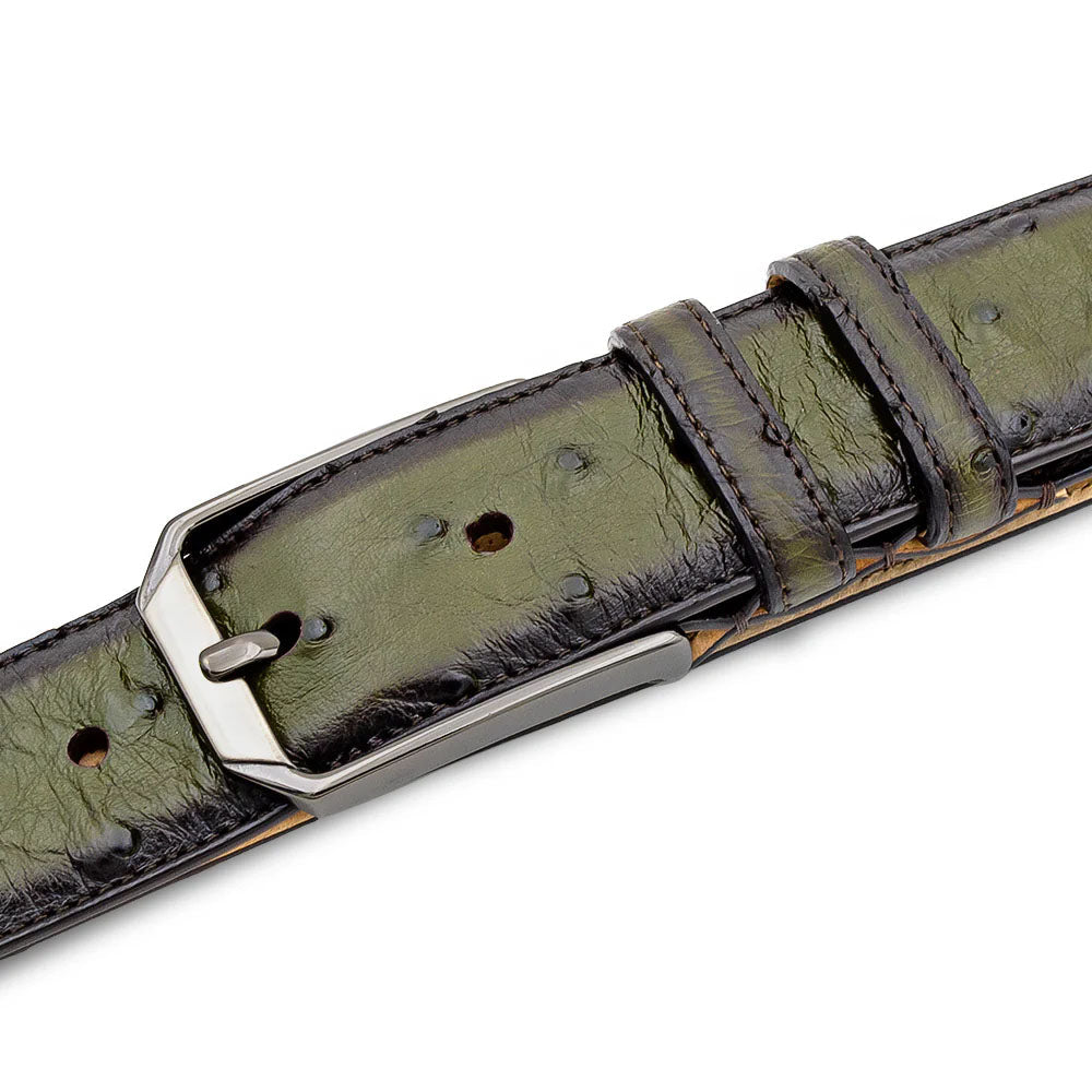 Mezlan Ostrich Skin Belt Olive (AO11678)
