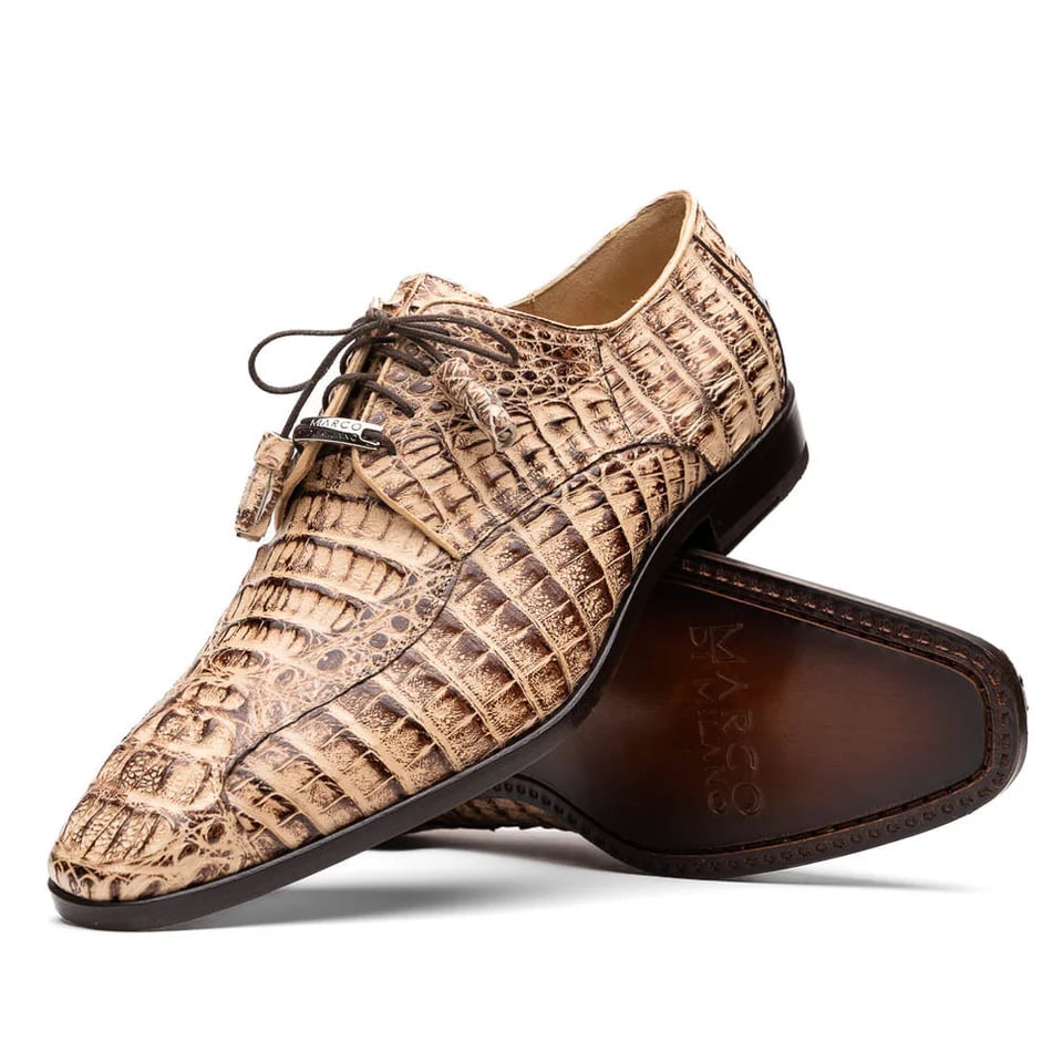 Marco Di Milano Apricena Men'shoes Genuine Caiman Crocodile Dress Derby Oxfords