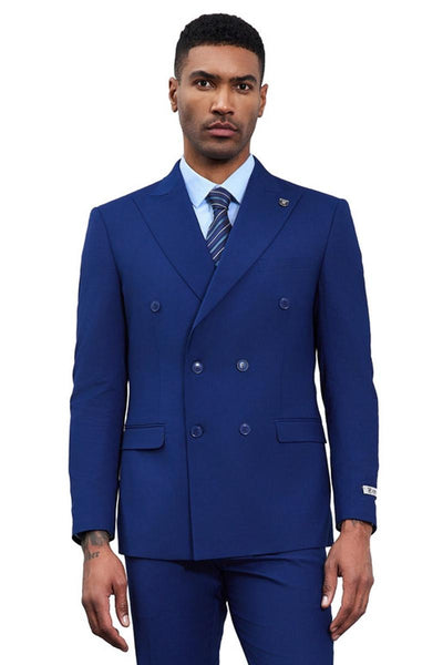 Men's Designer Stacy Adams Classic Double Breasted Suit in Blue 1 SMD282H1-05-34R  - from alligatorwarehouse.com