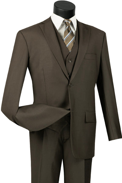 Mens Classic Fit Flat Front Vested Suit in Brown 1 SO1V2TR_BROWN_36S  - from alligatorwarehouse.com