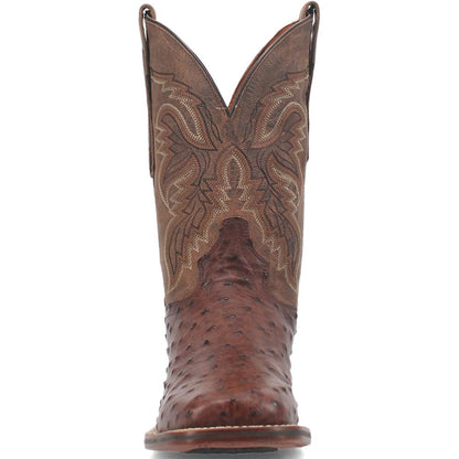 Dan Post Mens Alamosa Brown Genuine Ostrich 11 Square Toe Cowboy Certified Boot