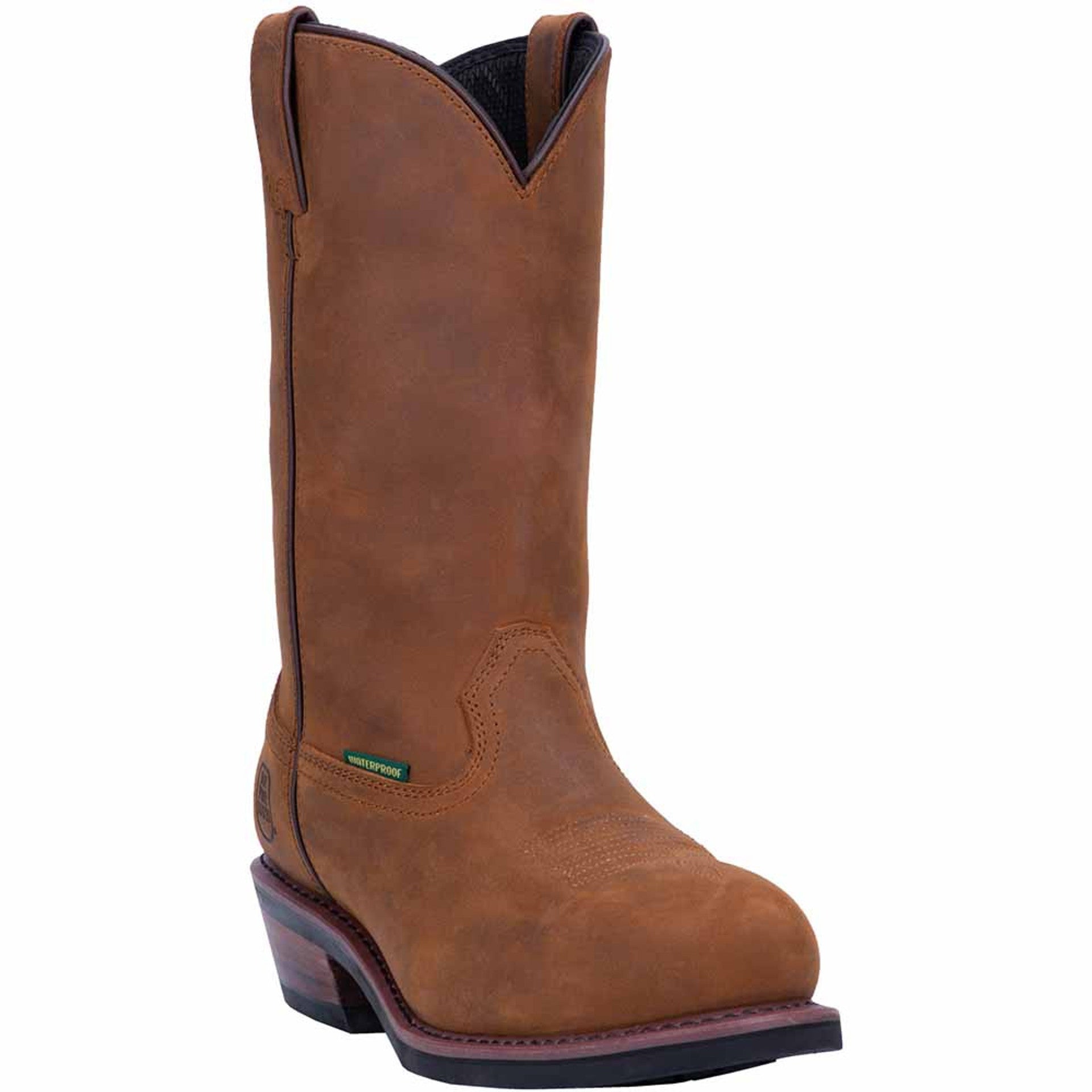 Dan Post Men’s Albuquerque 12 Round Toe Mid Brown and Tan Leather Cowboy Boot 4 DP6981_7_D  - from alligatorwarehouse.com