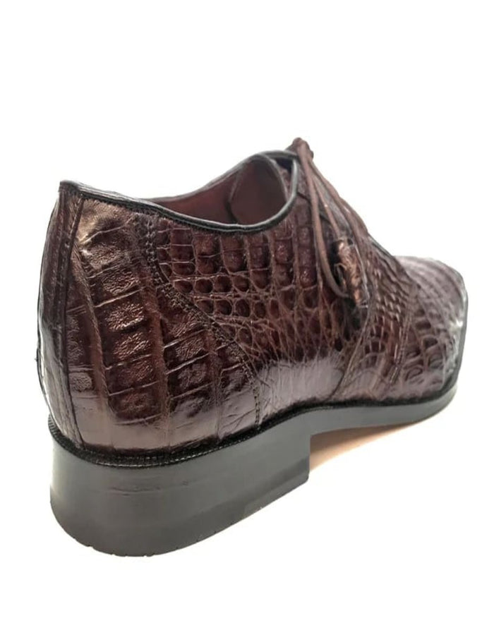 Men’s Los Altos Brown All-Over Crocodile Lace Up Dress Shoes, Exotic Formal Wedding Shoes