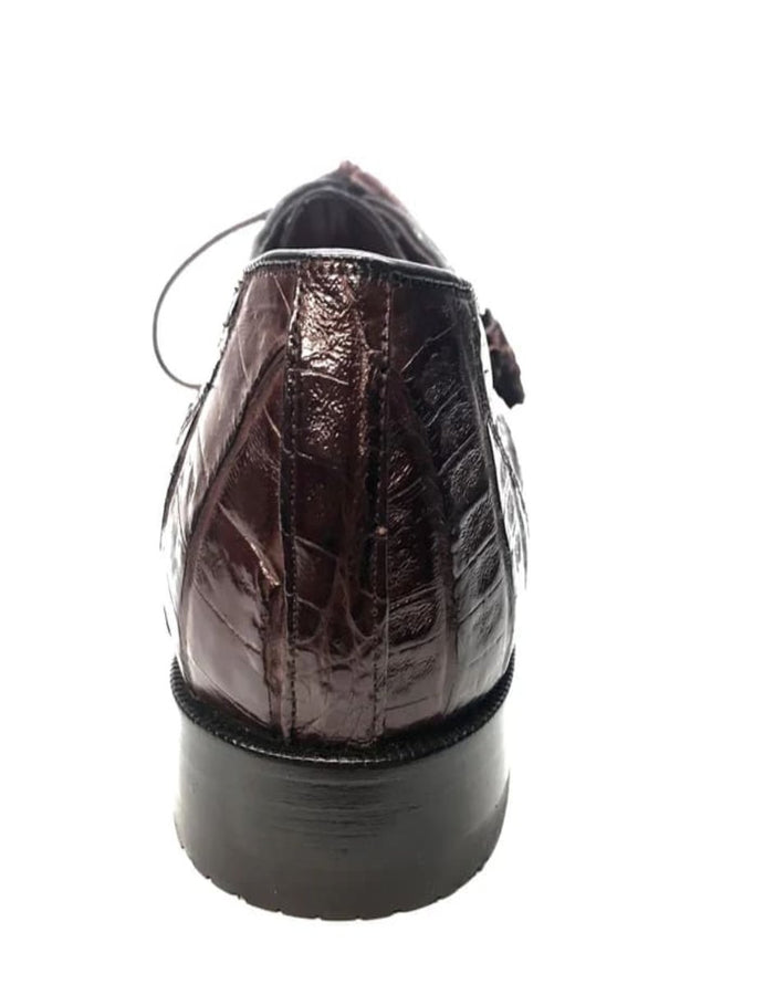 Men’s Los Altos Brown All-Over Crocodile Lace Up Dress Shoes, Exotic Formal Wedding Shoes