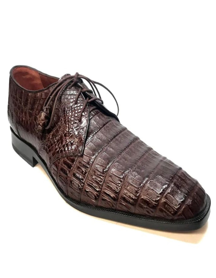 Men’s Los Altos Brown All-Over Crocodile Lace Up Dress Shoes, Exotic Formal Wedding Shoes