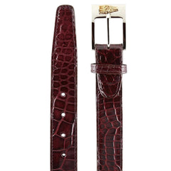 Men's Belvedere Genuine American Alligator Dress Belt in Burgundy
