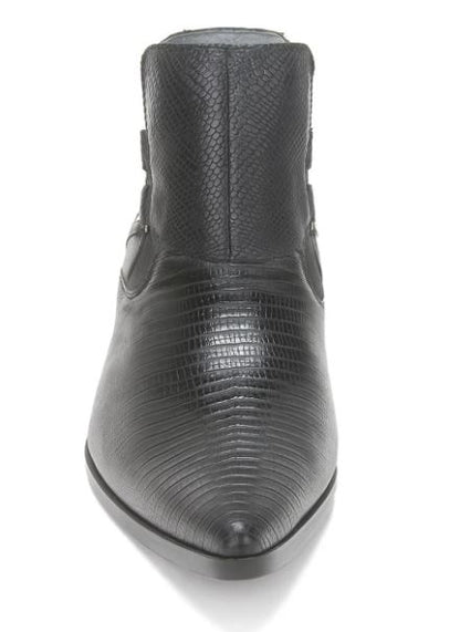 Los Altos Men's Black Genuine Lizard Ankle Boots