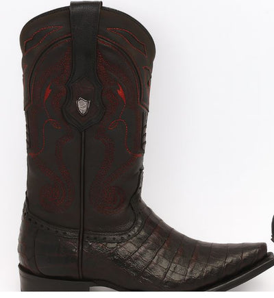 Black Cherry Caiman Cowboy Boots Snip Toe 2   - from alligatorwarehouse.com