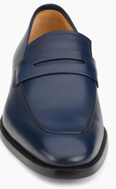 Calfskin Penny Loafer Navy By Mezlan Made In Spain Brand 5   - from alligatorwarehouse.com