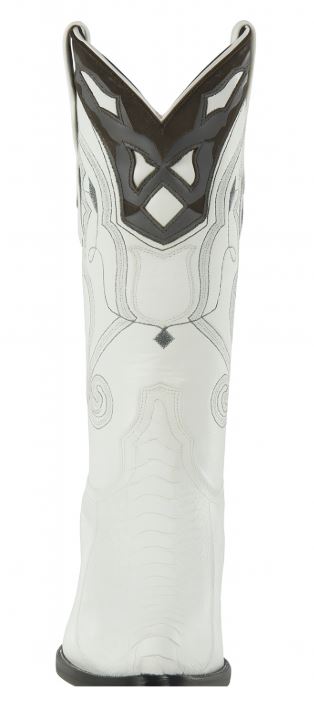 Mens White Ostrich Boots J-Toe 2   - from alligatorwarehouse.com