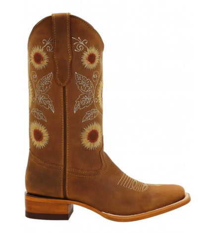 Kids Sunflower Square Toe Cowgirl Boots 2 Q422G6231-7  - from alligatorwarehouse.com
