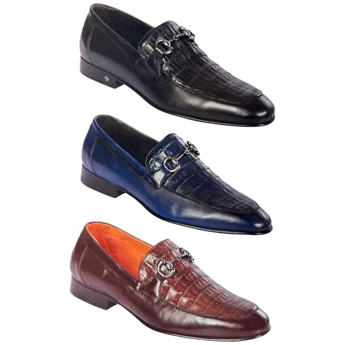  Men's Crocodile Calfskin Bit Almond Toe Loafers