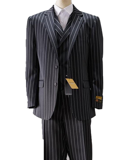 Mens Vested Gangster Pinstripe Suit in Black & White 1 ZL-5797  - from alligatorwarehouse.com