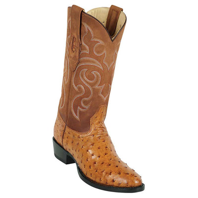 Los Altos Men's Amber Genuine Ostrich Round Toe Boots 1   - from alligatorwarehouse.com