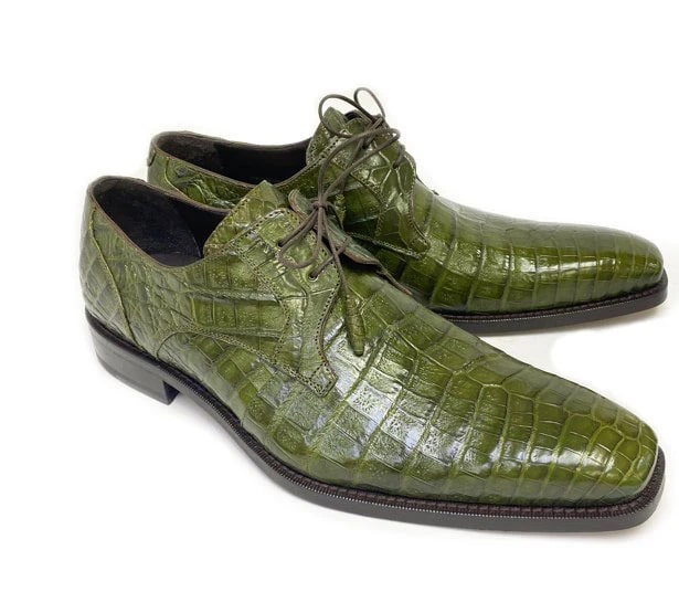 Mezlan Anderson Crocodile Oxford Olive