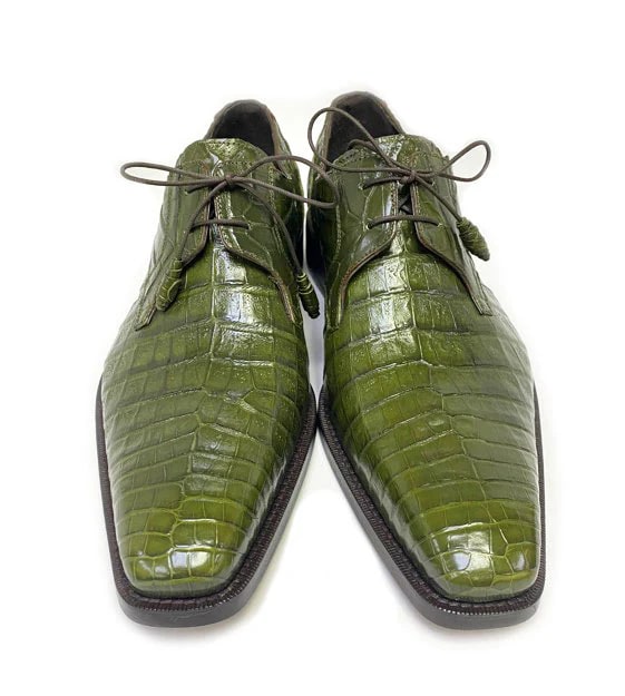 Mezlan Anderson Crocodile Oxford Olive