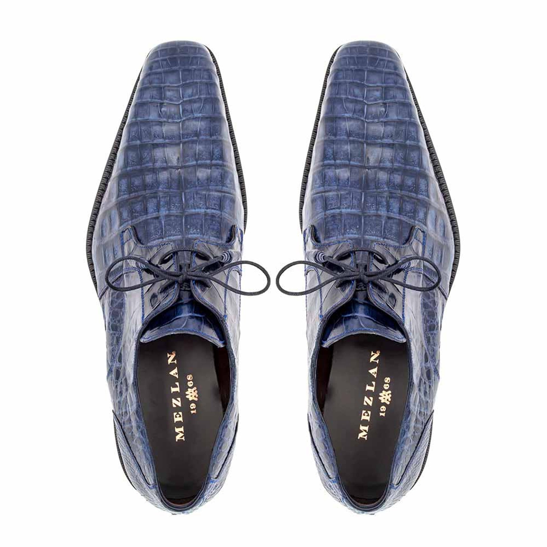 Anderson Blue Genuine Crocodile Lace-Up By Mezlan Made In Spain Brand