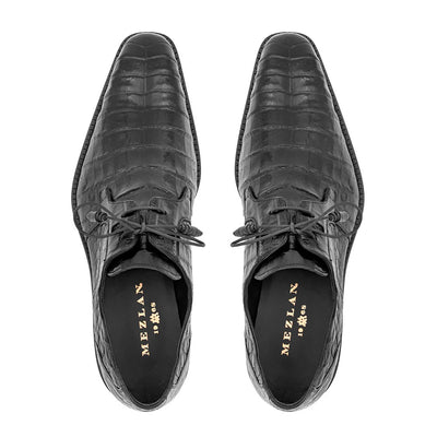 Men's Crocodile Lace Up Anderson Black By Mezlan Made In Spain Brand 3   - from alligatorwarehouse.com