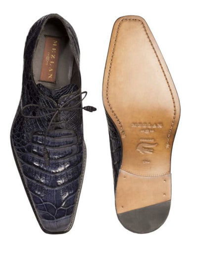 Men's Crocodile Lace Up Anderson Blue By Mezlan Made In Spain Brand 2   - from alligatorwarehouse.com
