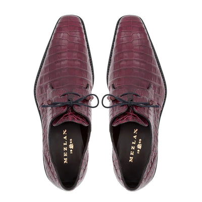Men's Crocodile Lace Up Anderson Burgundy By Mezlan Made In Spain Brand 5   - from alligatorwarehouse.com