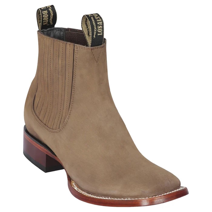 Los Altos Boots - Mens Dress Cowboy Boot - Low Priced Ankle Square Toe Boot - Taupe- in Taupe