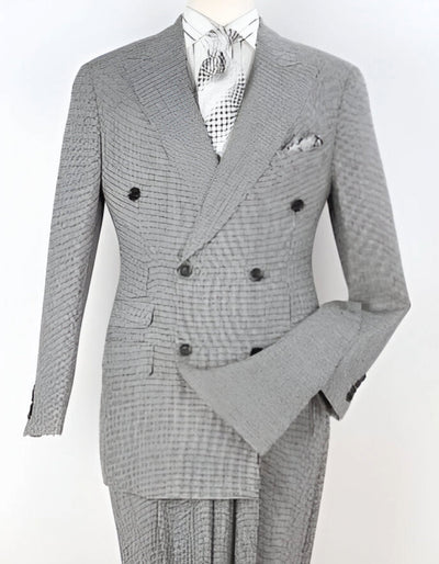 Double Breasted Suits - Vested Suits Wool Fabric - Apolo King Brand - Black Houndstooth Suit 1   - from alligatorwarehouse.com