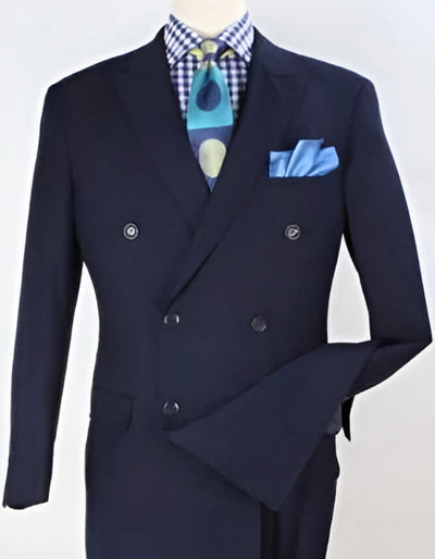 Double Breasted Suits - Vested Suits Wool Fabric - Apolo King Brand - Navy Suit 1   - from alligatorwarehouse.com