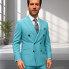 Wool Suit - Italian Made Business Suit by Statement Men's 2 Piece 100% Wool Double Breasted Suit - Pinstripe Pattern 2 ANTONIOsuit_Aqua_38R  - from alligatorwarehouse.com