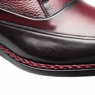 Men's Artesano Black/Burgundy Patina Calfskin Two-Toned Monk Strap Shoes By Mezlan Made In Spain Brand 4   - from alligatorwarehouse.com