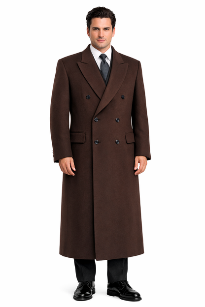 Authentic Fully Lined Double Breasted men's Wool Blend Long Dress Coat