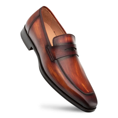 Avenue Rubber Sole Penny Cognac/Rust Men’s Loafer Shoes By Mezlan Made In Spain Brand 1   - from alligatorwarehouse.com