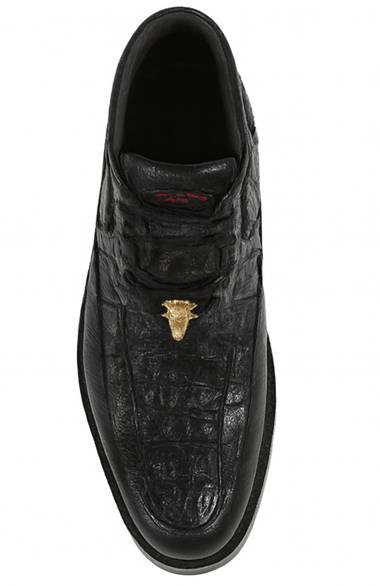 Los Altos Casual Black Caiman Belly & Ostrich Shoes