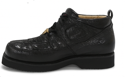 Los Altos Casual Black Caiman Belly & Ostrich Shoes