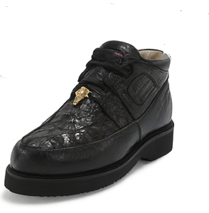 Los Altos Casual Black Caiman Belly & Ostrich Shoes