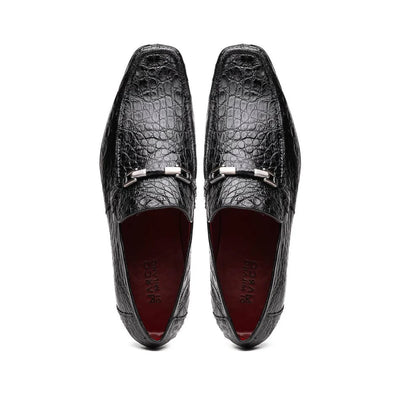 Marco Di Milano Fabro Men's Shoes Black Exotic Crocodile Horsebit Loafers 3 FABRO-TIN_CAIMAN_BLACK_8  - from alligatorwarehouse.com