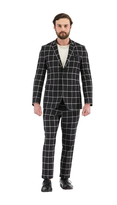 Harvy Mens Fit Black Check Plaid Suit 1   - from alligatorwarehouse.com